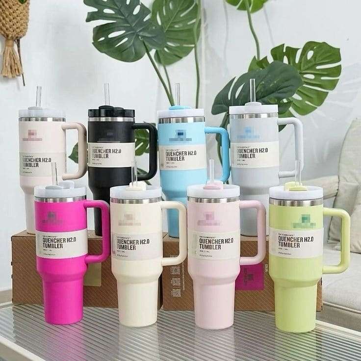 40oz insulated stainless steel tumbler with handle and straw - Zygo Store Pakistan