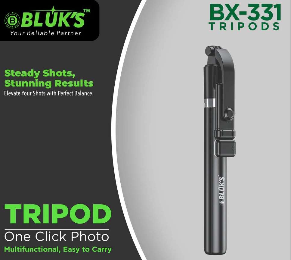 BLUK'S BX-331 4-in-1 selfie stick tripod with Bluetooth remote - Zygo Store Pakistan