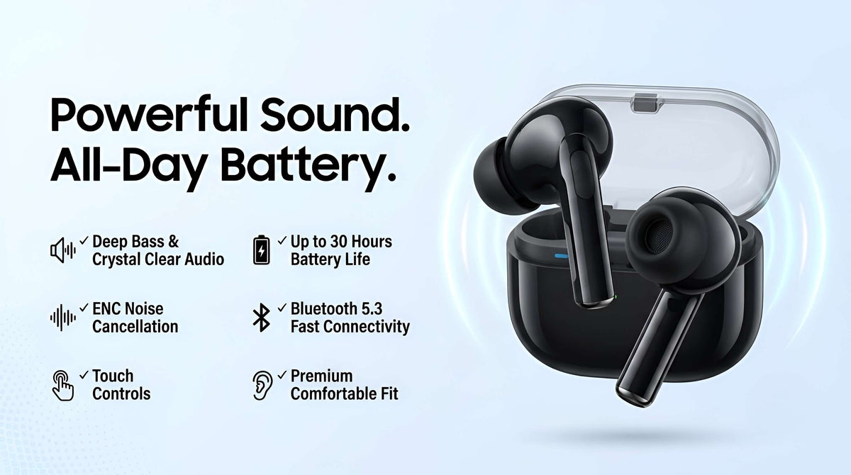 Buds Pro 3 wireless Bluetooth earbuds with ENC noise cancellation - Zygo Store Pakistan