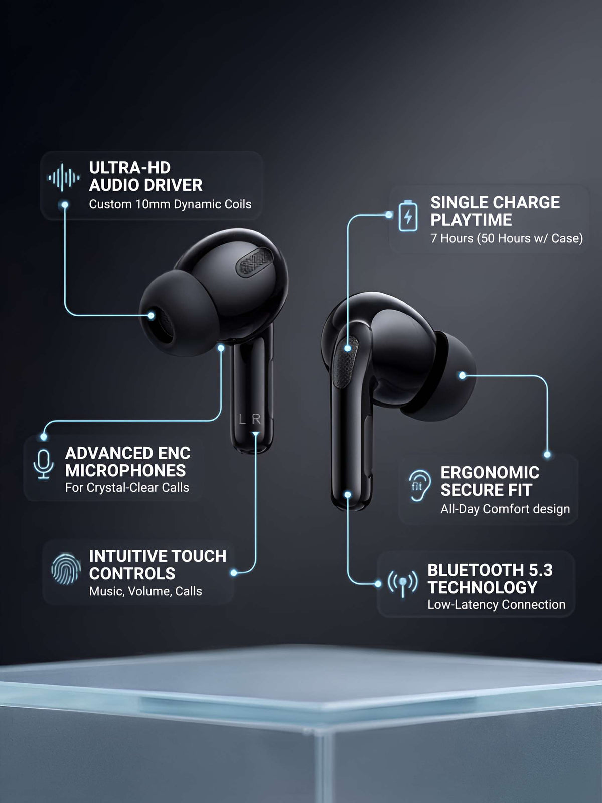 Buds Pro 3 wireless Bluetooth earbuds with ENC noise cancellation - Zygo Store Pakistan