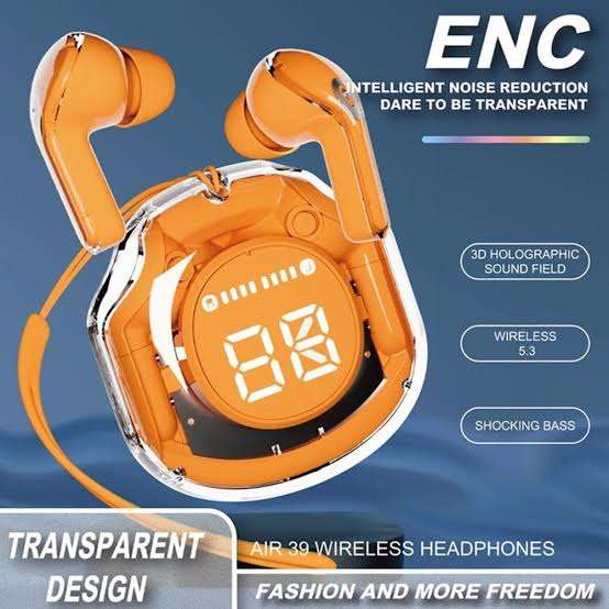 Transparent TWS wireless earbuds with LED digital display - Zygo Store Pakistan
