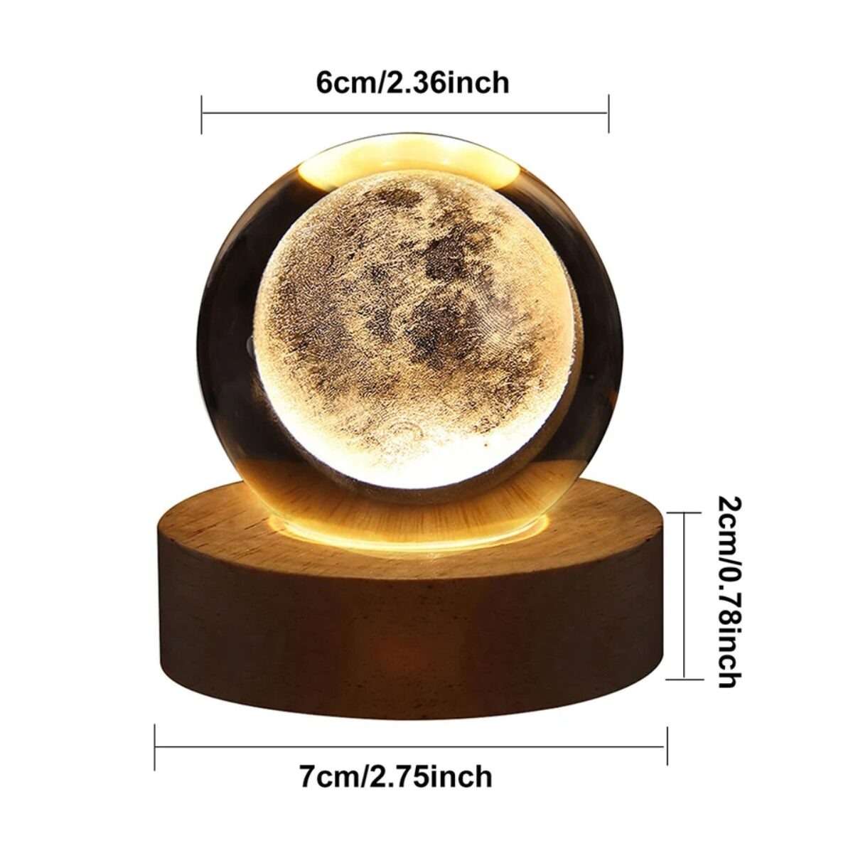 3D Crystal Ball LED night lamp wooden base decor light - Zygo Store Pakistan
