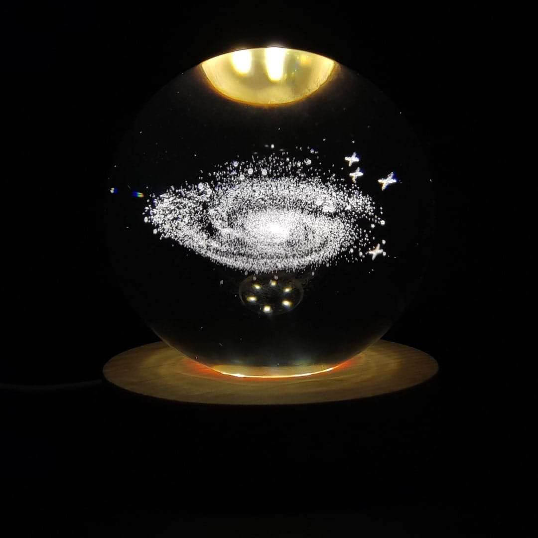 3D Crystal Ball LED night lamp wooden base decor light - Zygo Store Pakistan