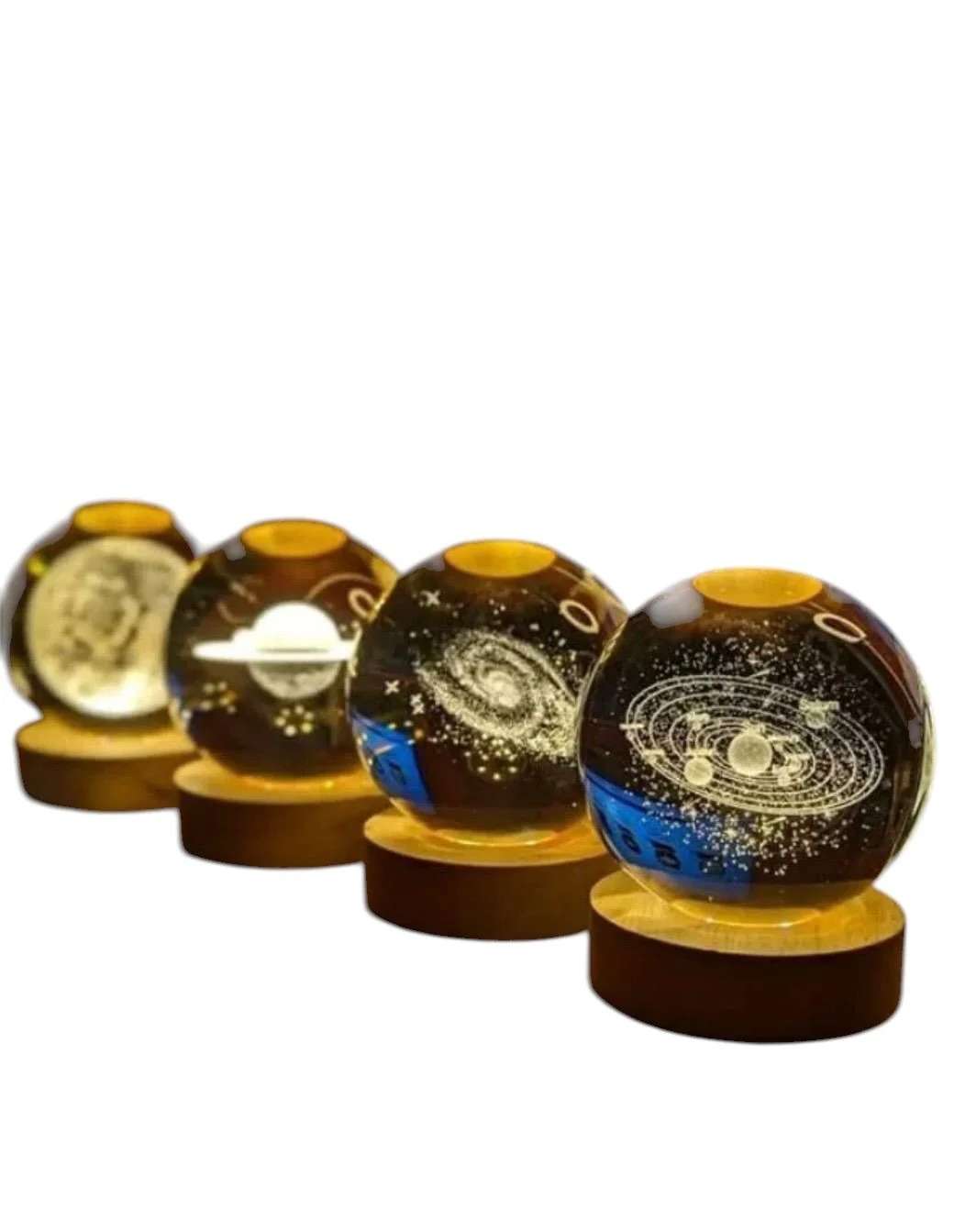 3D Crystal Ball LED night lamp wooden base decor light - Zygo Store Pakistan