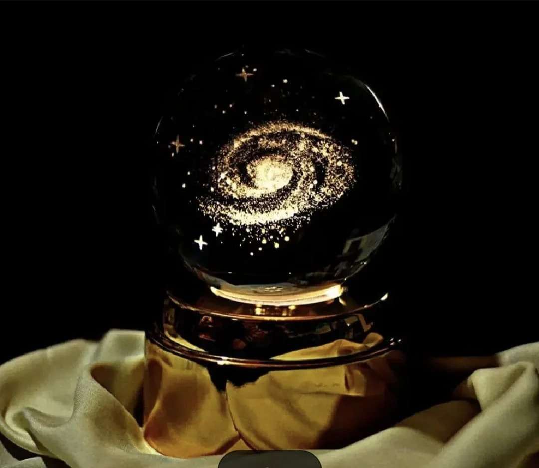 3D Crystal Ball LED night lamp wooden base decor light - Zygo Store Pakistan