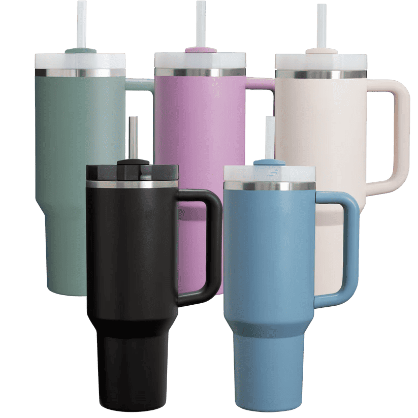 40oz insulated stainless steel tumbler with handle and straw - Zygo Store Pakistan