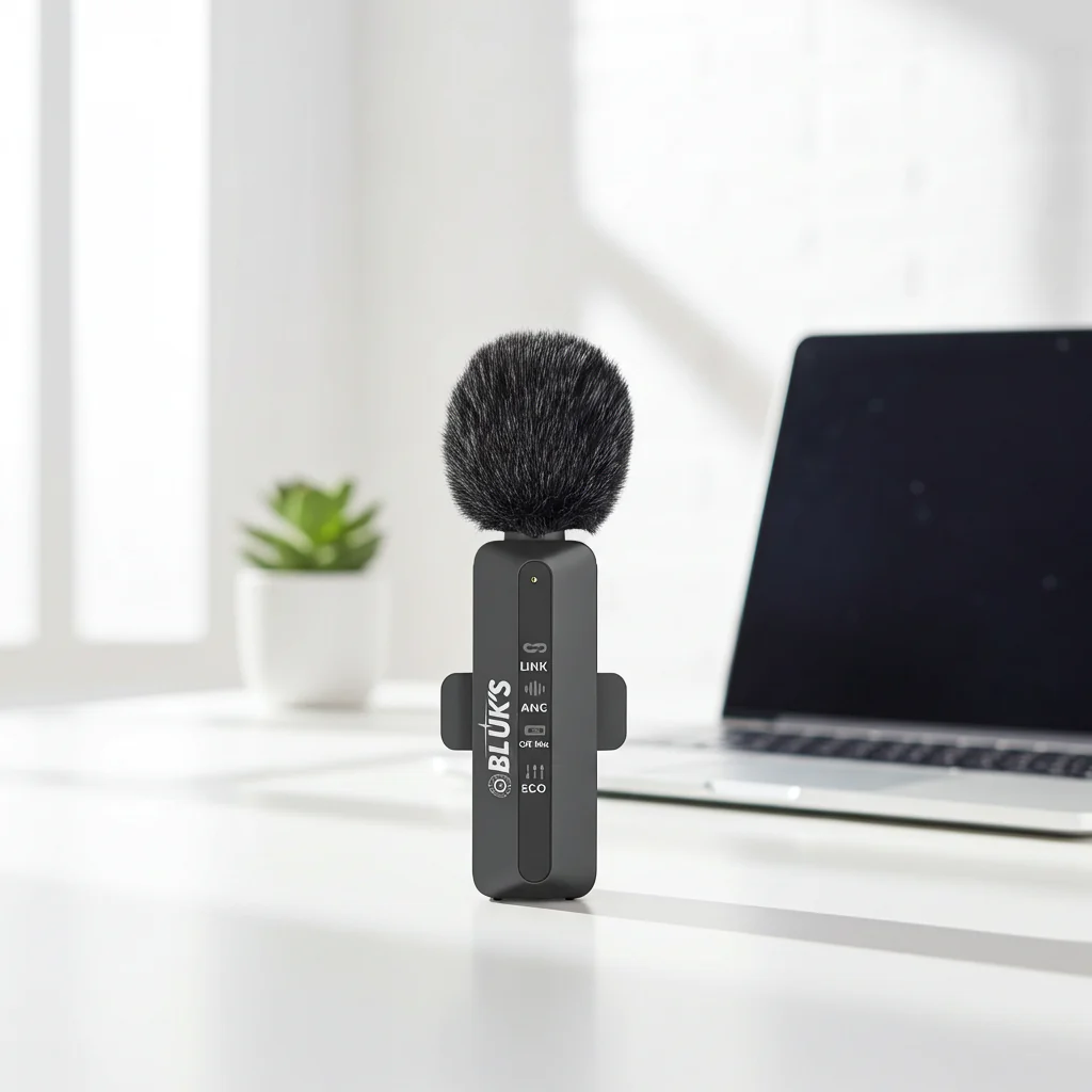 BLUK'S BX-115 Wireless Lavalier Microphone – ANC Clip-On Mic for iPhone & Android