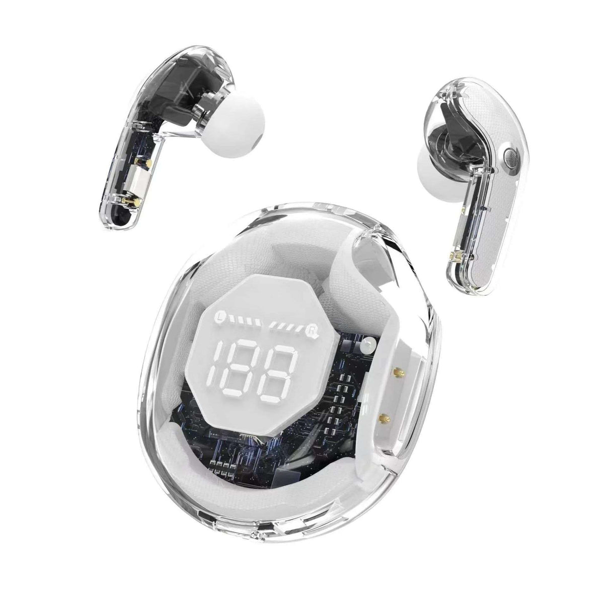 Transparent TWS wireless earbuds with LED digital display - Zygo Store Pakistan