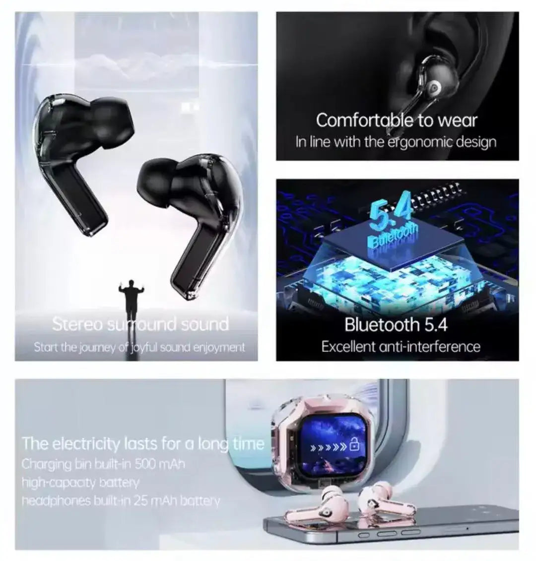 Wireless Transparent Earbuds with Smart Touch Controls