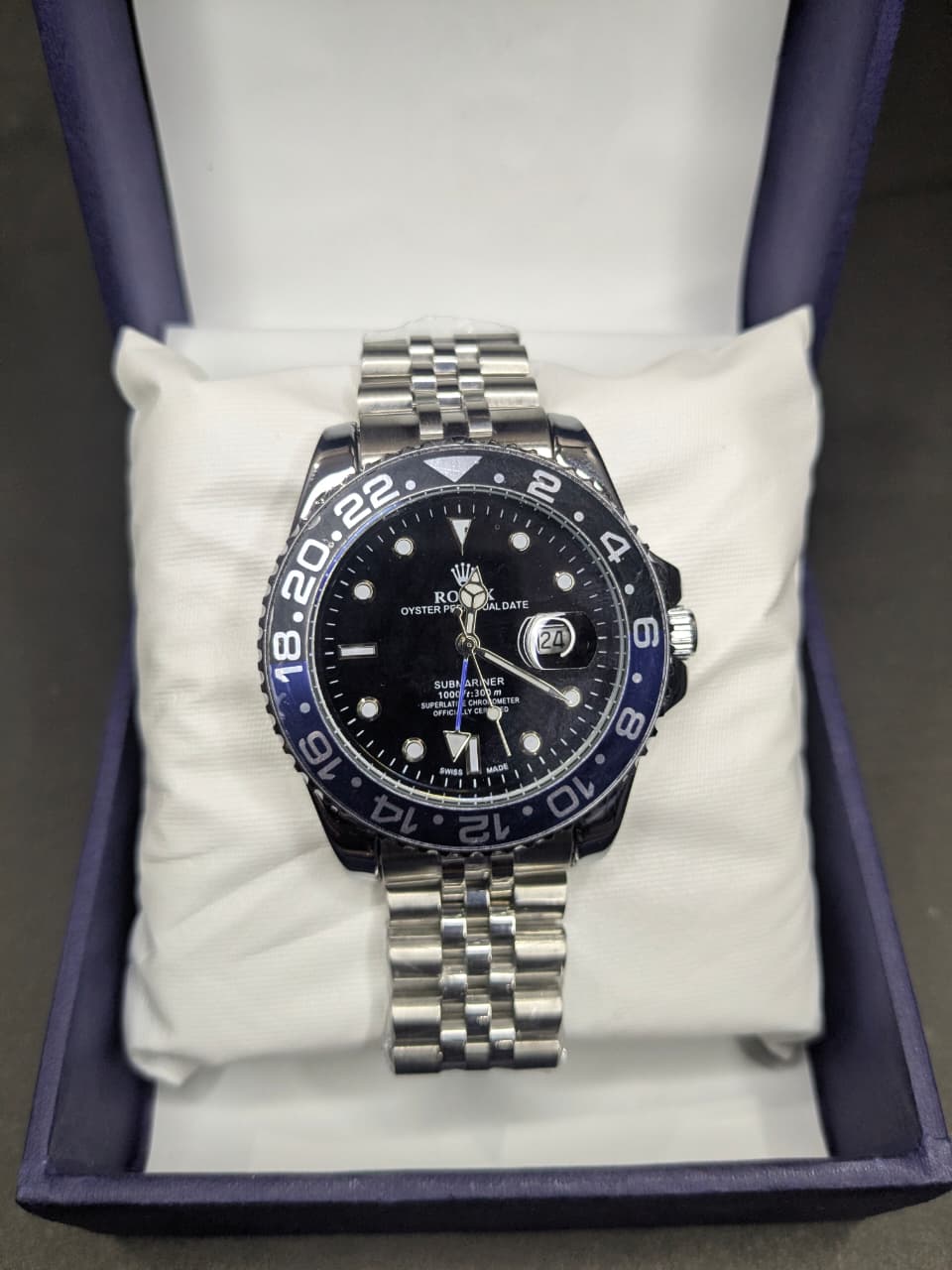Luxury Blue & Black Dial Quartz Watch – Premium Stainless Steel Business Wrist Watch