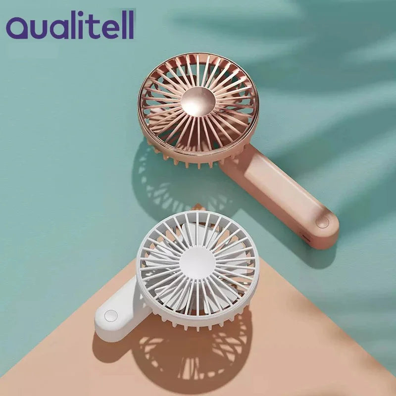 Qualitel Mini USB Rechargeable Fan – Portable 3-Speed Personal Cooling Fan