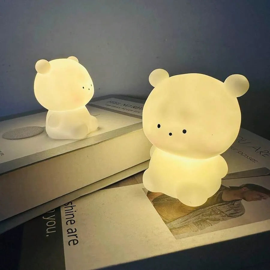 Cute Panda LED Night Light – Soft Silicone Rechargeable Bedside Lamp