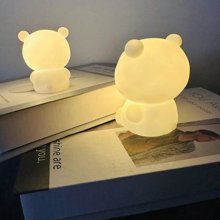 Cute Panda LED Night Light – Soft Silicone Rechargeable Bedside Lamp