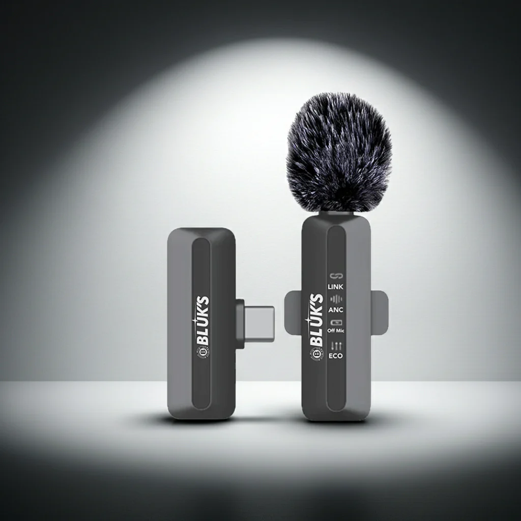 BLUK'S BX-115 Wireless Lavalier Microphone – ANC Clip-On Mic for iPhone & Android
