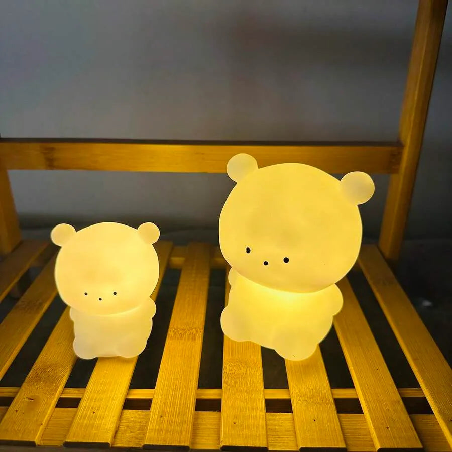 Cute Panda LED Night Light – Soft Silicone Rechargeable Bedside Lamp