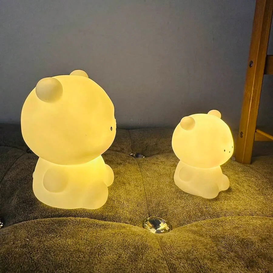 Cute Panda LED Night Light – Soft Silicone Rechargeable Bedside Lamp