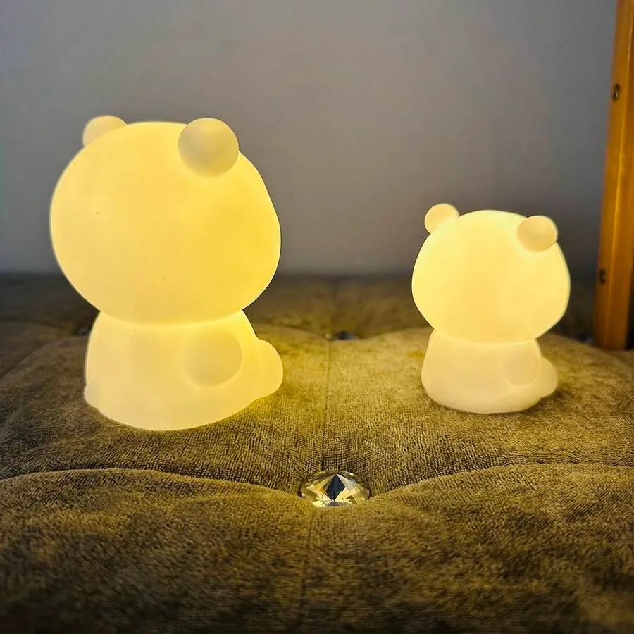 Cute Panda LED Night Light – Soft Silicone Rechargeable Bedside Lamp