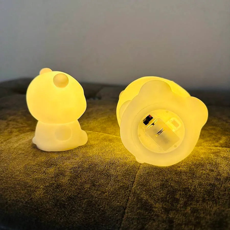 Cute Panda LED Night Light – Soft Silicone Rechargeable Bedside Lamp