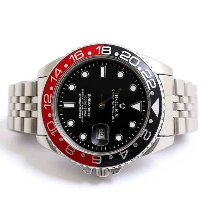 Luxury Red & Black Dial Quartz Watch – Premium Stainless Steel Analog Wrist Watch