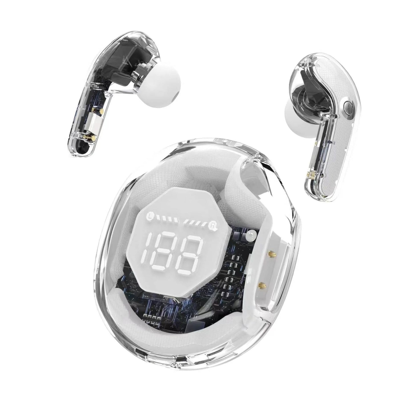 Transparent TWS Wireless Earbuds with LED Digital Display